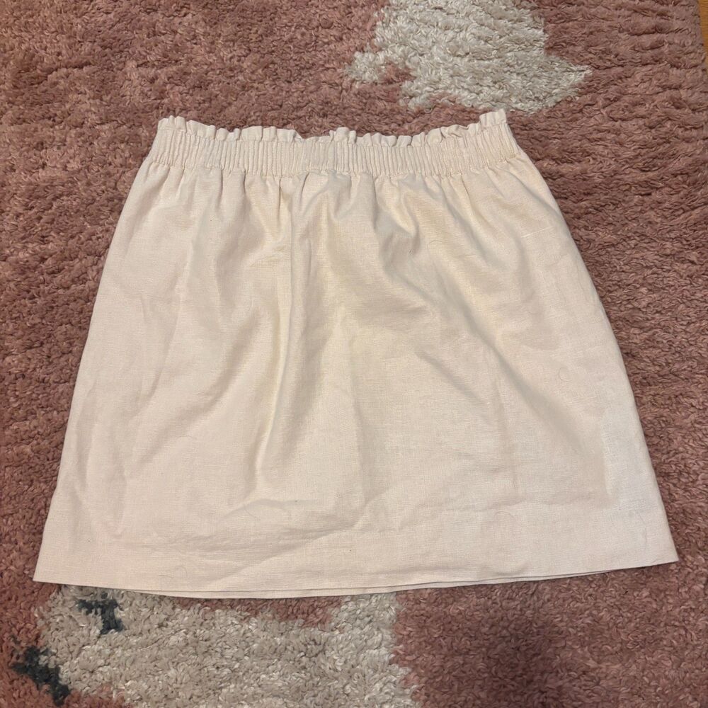 J Crew Mini Skirt Size 6 Linen Blend Re-Imagined Light Sand/Beige Lined Beach - Picture 3 of 9